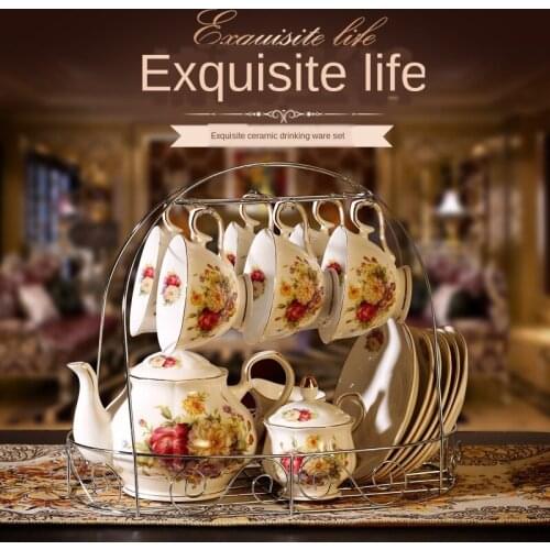Bone china tea sets Ceramic Water Utensils Set Sugar Pot Milk Pot Exquisite Afternoon Tea Coffee Set Cup and Saucer Set