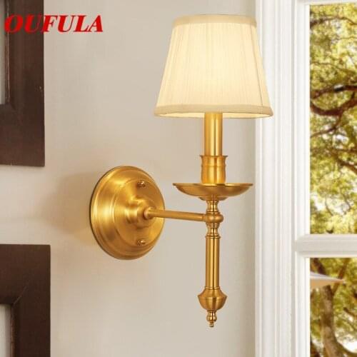 OUFULA Indoor Wall Lamps Fixture Brass Modern LED Sconce Contemporary Creative Decorative For Home Foyer Bedroom Corridor