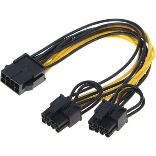 2021 New CPU 8-Pin Female To Double PCI-E 8-Pin (6P+2P) Male Splitter Cable Power Supply Cord