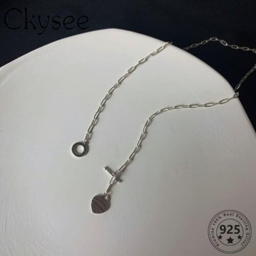 Ckysee S925 Sterling Silver Necklace Letter Heart Pendant Necklace OT Buckle For Fashion Women Girlfriend Simple Charms Jewelry