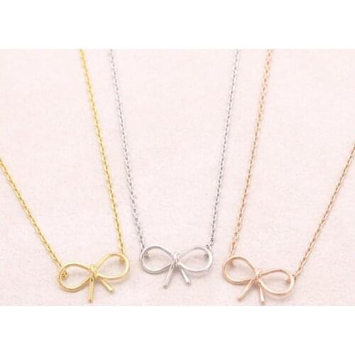 Bowknot Pendant Necklace Handmade Bridesmaid Choker Wedding Girls Gifts collier Statement Jewelry