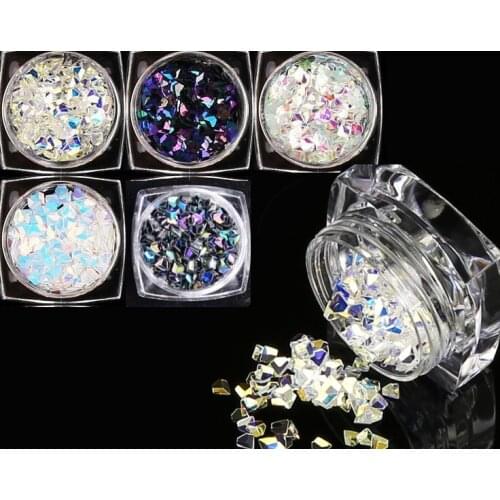 Strass Paillettes 1lot =5 Boxes Chameleon AB Color Nail Sequins Colorful Triangle Rhombus Flakies Glitter Nail Art Paillette
