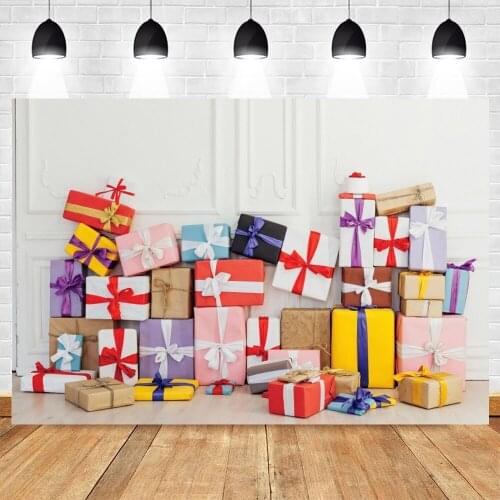 Christmas Background White Wall Gift Baby Photography Backdrops Photographic Photo Shoot Booth Photophone Photozone Decor Prop