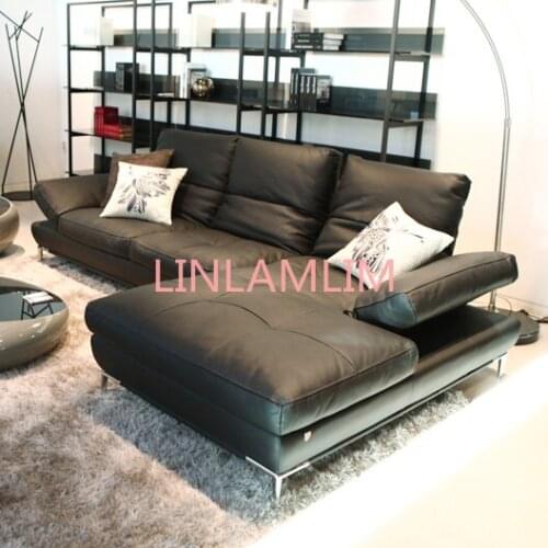 Top cow genuine leather sofa sectional living room sofa corner home furniture couch L shape functional backrest modern style