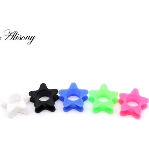 Alisouy 2pcs Star Hollow Silicone Flexible Double Flared Ear Tunnel Plugs Gauge 4-20mm Expander Stretchers Piercing Jewelry