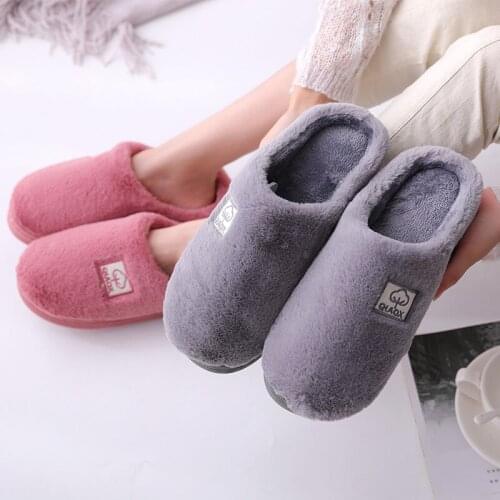 ZEEKSON Winter Personality Womens Slippers Fashion Unisex Indoor Slippers Wool Cotton Half-support Home Couple Cotton Slippers