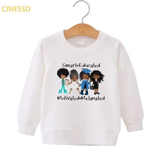 Smart educated motivated melanated african ameican black boys girls winter clothes casual sweatshirts cute kids hoodies tops