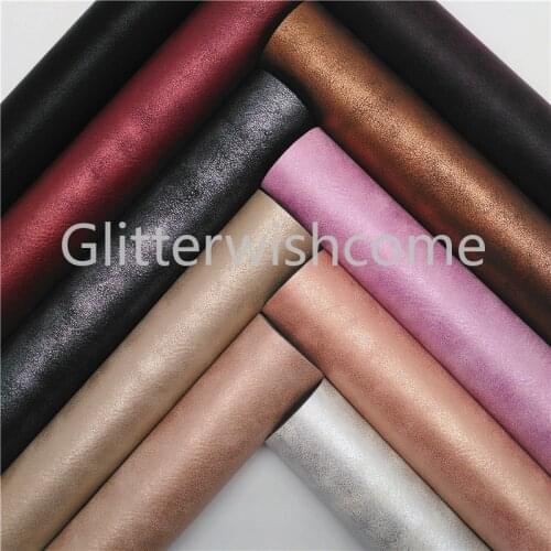 Glitterwishcome 21X29CM A4 Size Vinyl For Bows Metallic Faux Fabric, Synthetic Leather Faux Leather Sheets for Bows, GM566A