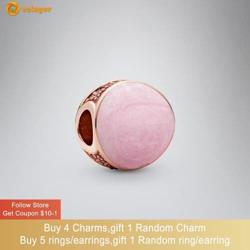 Volayer 925 Sterling Silver Pink Swirl Charm fit Original Pandora Bracelets for Women Jewelry Making Birthday Gift