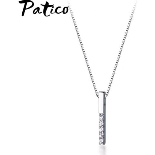 Elegant Vertical Bar Slidable Cubic Zircon Pendant Choker Necklace for Women Fine Silver 925 Jewelry Charm Party Gift