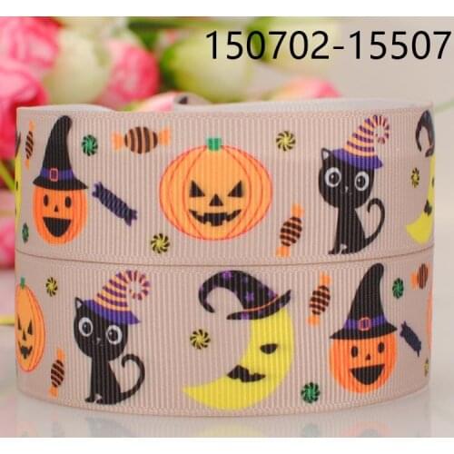 10yards 1 " 25 mm black cat Halloween day printed cartoon tape DIY handmade hairbow grosgrain ribbon free shipping