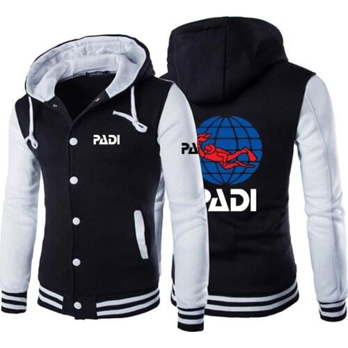 2020 Scuba driver Padi Mens Custom Comfortable Print Zipper Cardigan Baseball Uniform Coat Streetwear Casual Mans Jacket Male t