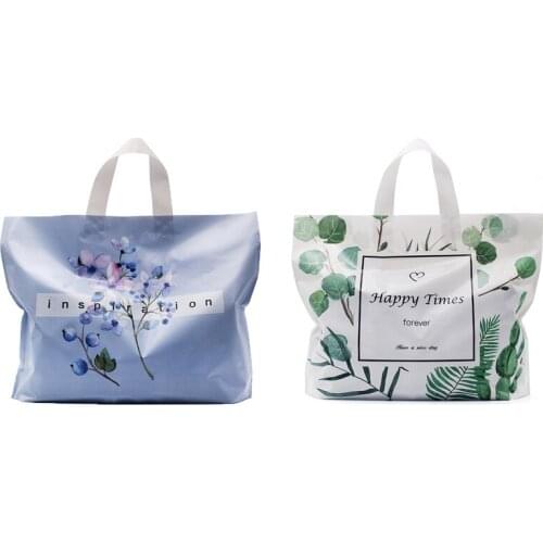 50Pcs/Lot Pattern Jewelry Plastic Bag With Handle Clothes Store Shopping Bags Thicken Plastic Wedding Party Gift Bags 4 Sizes