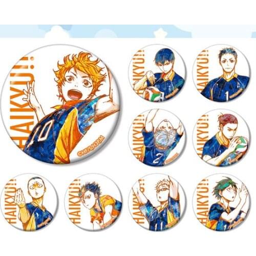 58MM Haikyuu! Anime Cosplay Cartoon Brooches Pins bags Badges for Backpacks volleyball badge
