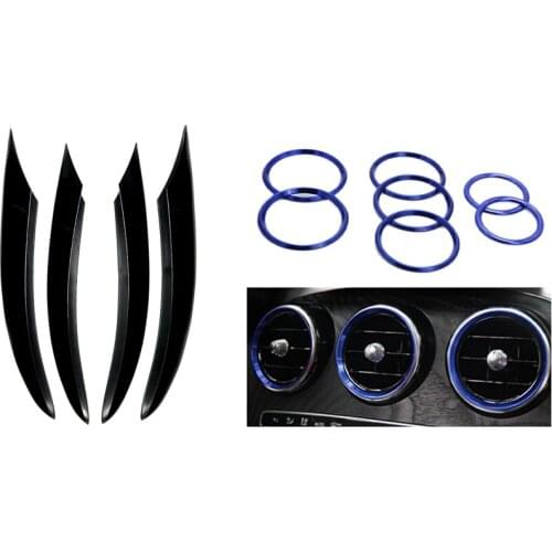 7Pc Ac Outlet Ring Vents Trim Stickers with Front Bumper Grille Fog Light Trim Cover,for Mercedes Benz C Class W205