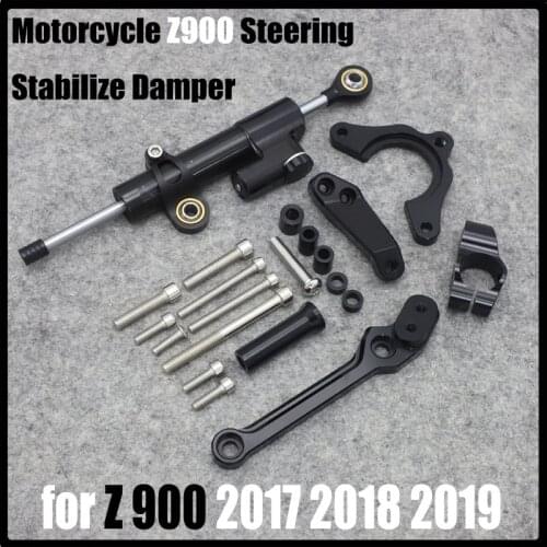 CNC Aluminum Motorcycles Steering Stabilize Damper Bracket Mount Support Holder Kit Set For Kawasaki Z900 2017-2019