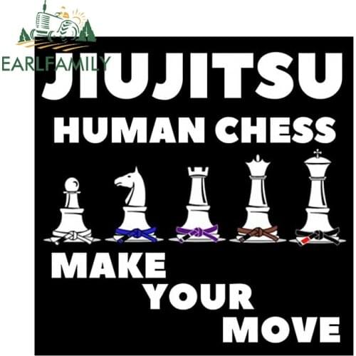 EARLFAMILY 13cm x 13cm for Jiu Jitsu Human Chess Car Stickers Simple Occlusion Scratch Decals Waterproof Trunk Motorcycle Decor