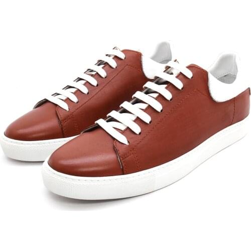 Handmade Red Sneakers with Real Calf Leather, Mens Old School Sport Shoes, Fashion Street Style with Shorts, Training Shoes