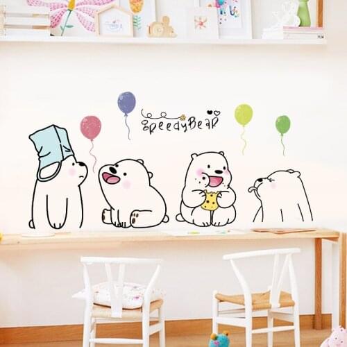 Cute Sloth Bear Cartoon Wall Stickers Kawaii Room Decor Anime for Bedroom Living Room kids Room Decals Self Adhesive Wallpaper