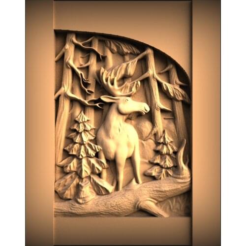 Elk deer 3d STL Model for CNC Router Engraver Carving Machine Relief Artcam Aspire