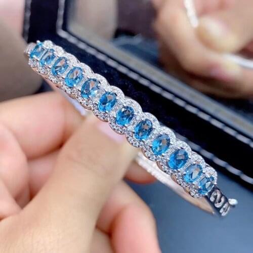 Fashion Classic Top Quality 100% Natural and Real Topaz Bangle 925 sterling silver Fashion Topaz Bangle