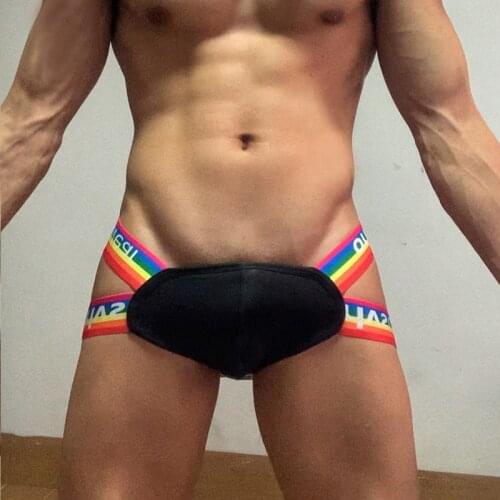 ORLVS Brand Men Underwear Sexy Gay Jockstrap Cotton Male Panties Men Thong G-String Comfortable Underpants Hollow High Quality