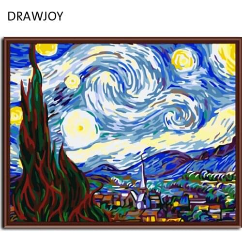 Frameless pictures Digital oil painting decorative pictures colored drawing painting by numbers 40*50cm cafe G192