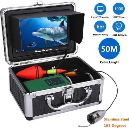 MAOTEWANG Stainless Steel 1000tvl Underwater Fishing Video Camera Kit 6 PCS 1W LED Fish Finde with 7" Inch Color Monitor