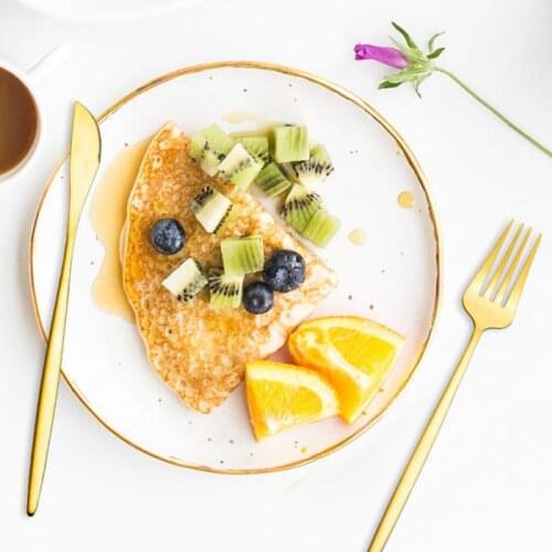 30pcs 5Colors Western Cutlery Set Stainless Steel Dessert Cake Coffee Fruit Steak Meat Knife Fork Spoon Kitchenware Dropshipping