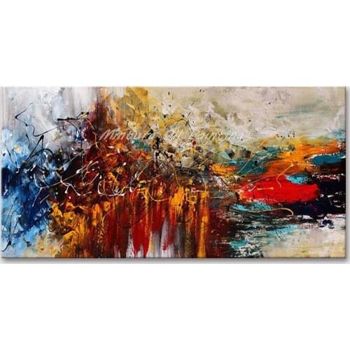 Mintura Wall Pictures for Living Room Color Box Abstractions and Lines Hand Painted Acrylic Canvas Art Oil Paintings No Framed