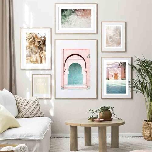 Landscape Art Poster Wall Print Morocco Door On Canvas Painting Picture Modern Home Living Room Home Marble Decoration Decor