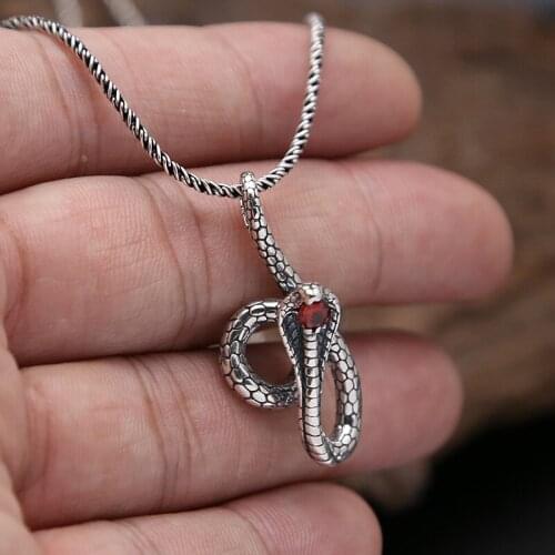 Wholesale S925 Sterling Silver Jewelry Retro Thai Silver Creative Cobra Drill Pendant Men And Women Gifts Chain Match Pendant