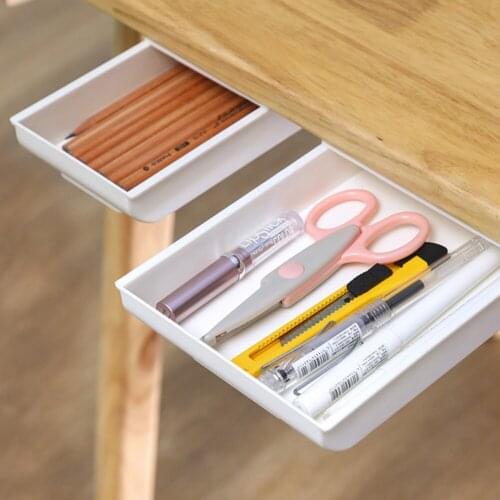 Organizer Hidden Storage Under Desk Table Drawer Pen Self Sorting Box Tray Office Stationery Kitchen School Case Pencil Holder