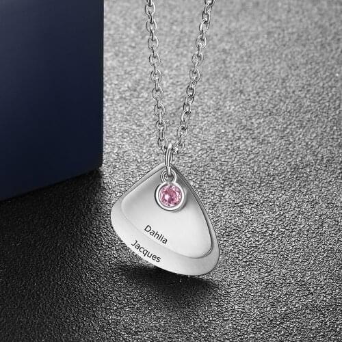 Personalized Stainless Steel Chain Necklace With Birthstone Engraved 2 Names Pendant Necklaces Promise Jewelry For Women Mom
