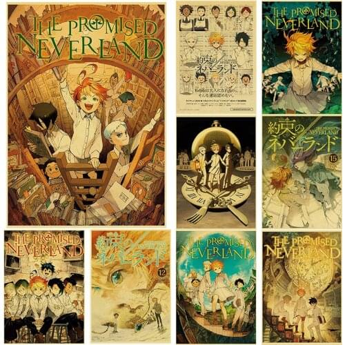 The Promised Neverland Kraft Paper Poster of New Japanese Anime Manga Wall Stickers Cartoon Pictures for Home Bar Art Wall Decor