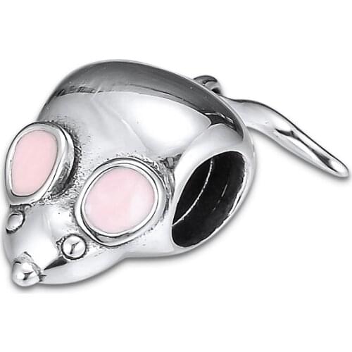 Fits Pandora Bracelet Charms Original 925 Sterling Silver Jewelry Cute Mouse Silver Beads for Jewelry Making kralen pulseras