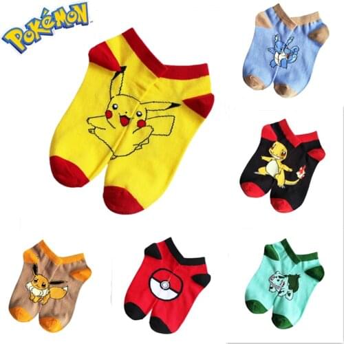 Pokemon Pikachu Socks Cute Anime Character Socks Unique Boys Girls Adult Spring and Summer Breathable Comfortable Socks Couple