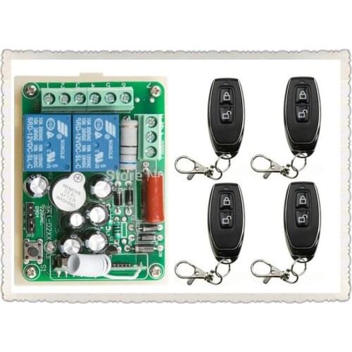 220V 2CH 10A Receiver & 4 *Transmitter RF Wireless Remote Switch teleswitch Momenrary Toggle Latched Adjustable