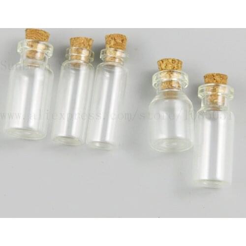 100pcs 2ml 3ml empty clear Glass vials 2cc 3cc with wooden cork Wishing Transparent glass bottle Sample cork bottles 123407