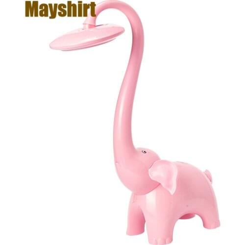 Modern Plastic Elephant LED Table Lamp Cartoon Home Deco Childrens Room Pink Lamp Girl Bedroom Deco Charging Light Fixtures