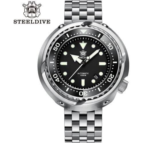 SD1975 Black Dial Ceramic bezel 30ATM 300m Waterproof Stainless Steel NH35 Tuna Mens Dive Watch