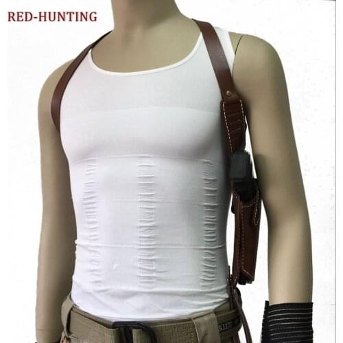 Tactical Holster For glock17 Auto Handguns Cowhide Gun Bag Vertical Shoulder Holster Genuine Leather Right Hand Gun Holster
