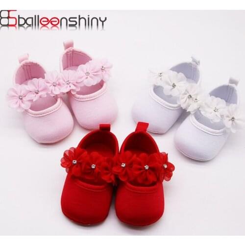 Balleenshiny Baby Shoes for 0-12months Lovely Princess Flower Kids Shoes Soft Bottom Non-slip Toddler Shoes Baby Accessories
