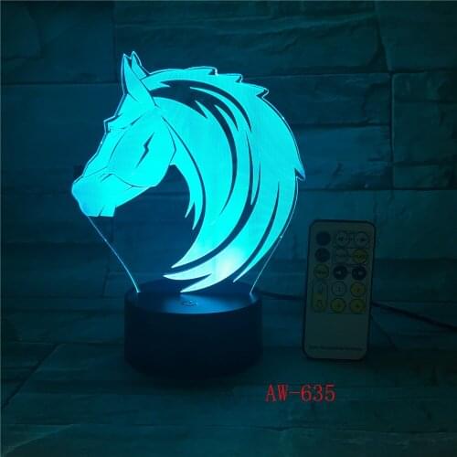 USB Novelty Gifts 7 Colors Changing Animal Horse LED Night light 3D Desk Table Lamp USB touch Baby Kid Sleeping Decorate AW-635
