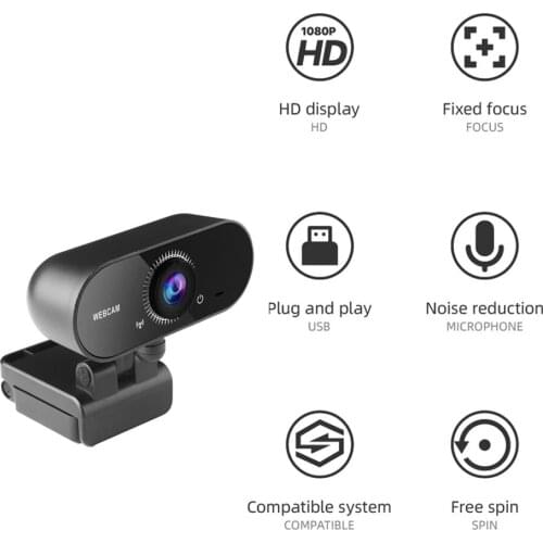 1080P Auto Focus Webcam Mini Computer PC Web Camera With Microphone Rotatable Cameras For Live Broadcast Calling Conference Work