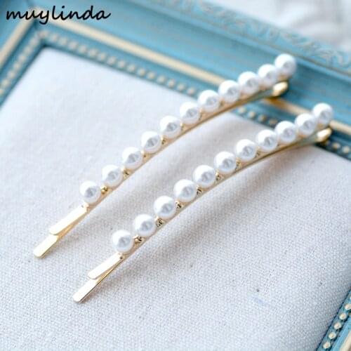 Muylinda Imitation Pearls Long Hairpins Jewelry Fashion Women Hair Pin Clip Pairs Girl Hair Accessories