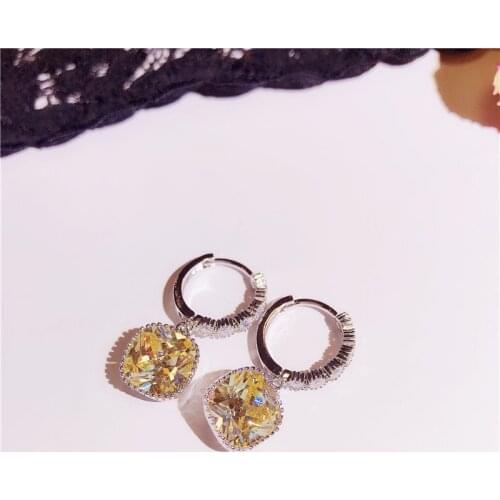 Luxury Dazzling Rainbow Cube square Zircon Stud Earring 925 Sterling Silver Jewelry Vintage Wedding Earring For Women pendientes