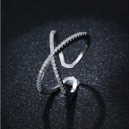 Wedding Rings 100% Rings For Women Across With Zircon Design Vintage Thai Jewelry Open Ring For Lover Best Gift