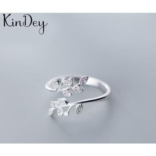 Personality Boho Crystal Leaf Rings For Women Charm Wedding Jewelry Adjustable Antique Finger Ring Anillos