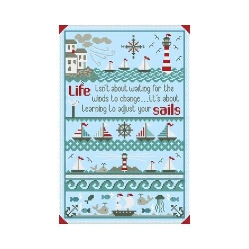 Magazine-Ocean Proverbs Counted Cross Stitch 11CT 14CT 18CT Cross Stitch Kits Embroidery Needlework Sets